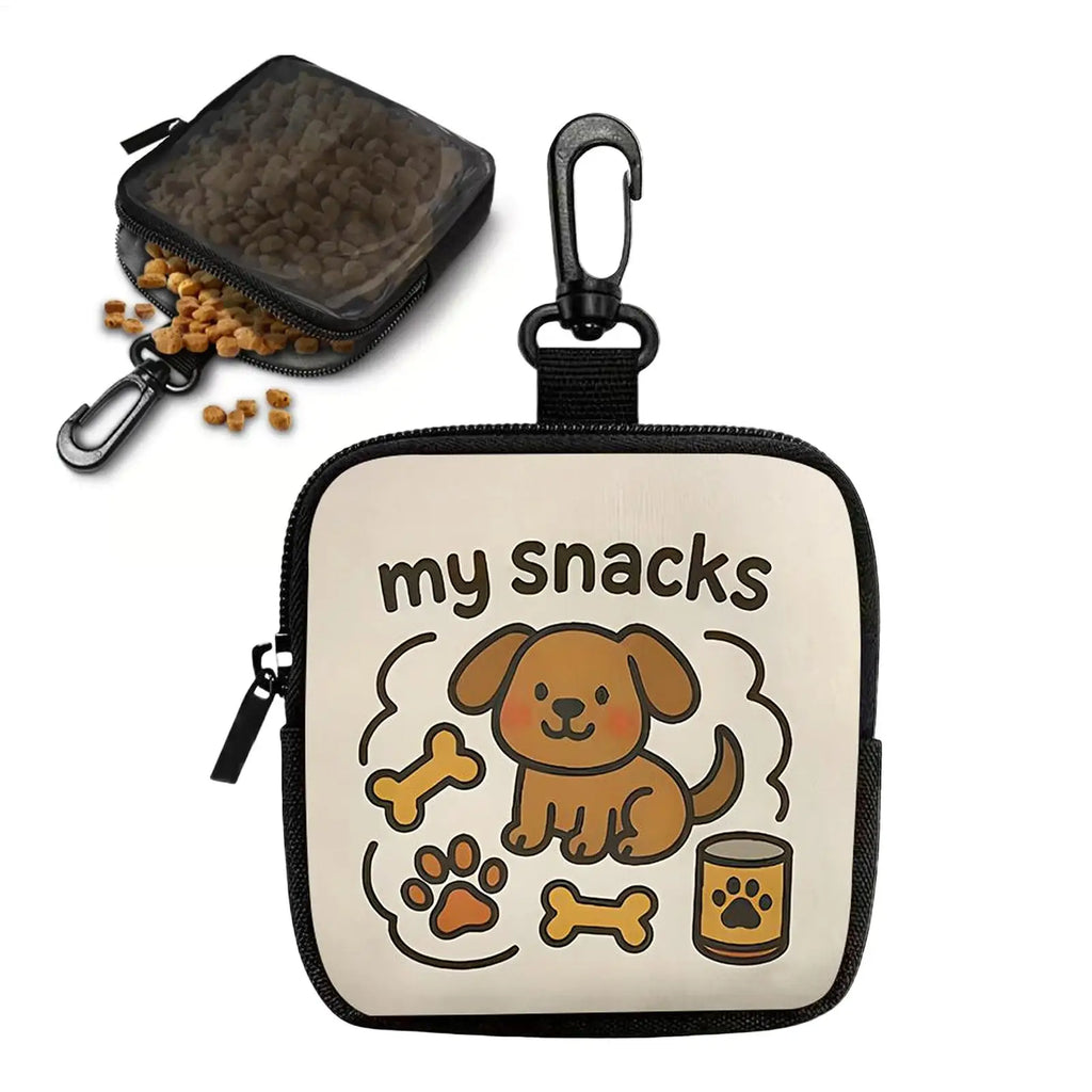 LuckeLadybug LLC dog treat pouch featuring a cute dog design and a zippered compartment for snacks