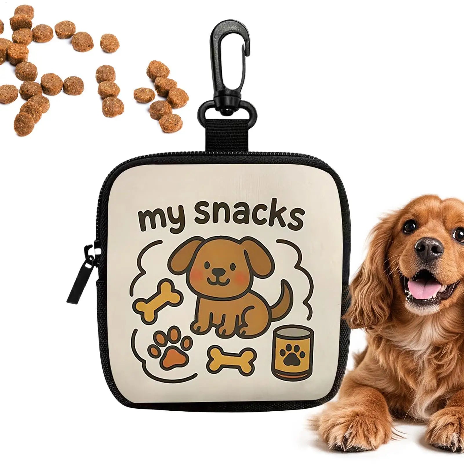 LuckeLadybug dog treat pouch with cute dog design, ideal for storing pet snacks on walks