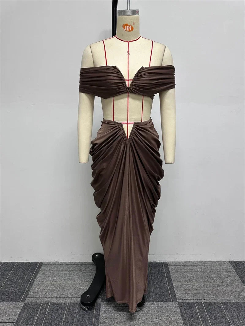 Red Cut-Out Two-Piece Maxi Dress