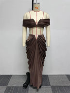 Red Cut-Out Two-Piece Maxi Dress