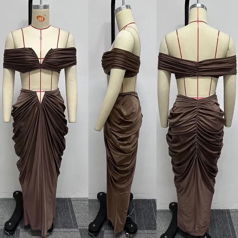 Red Cut-Out Two-Piece Maxi Dress