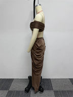 Red Cut-Out Two-Piece Maxi Dress