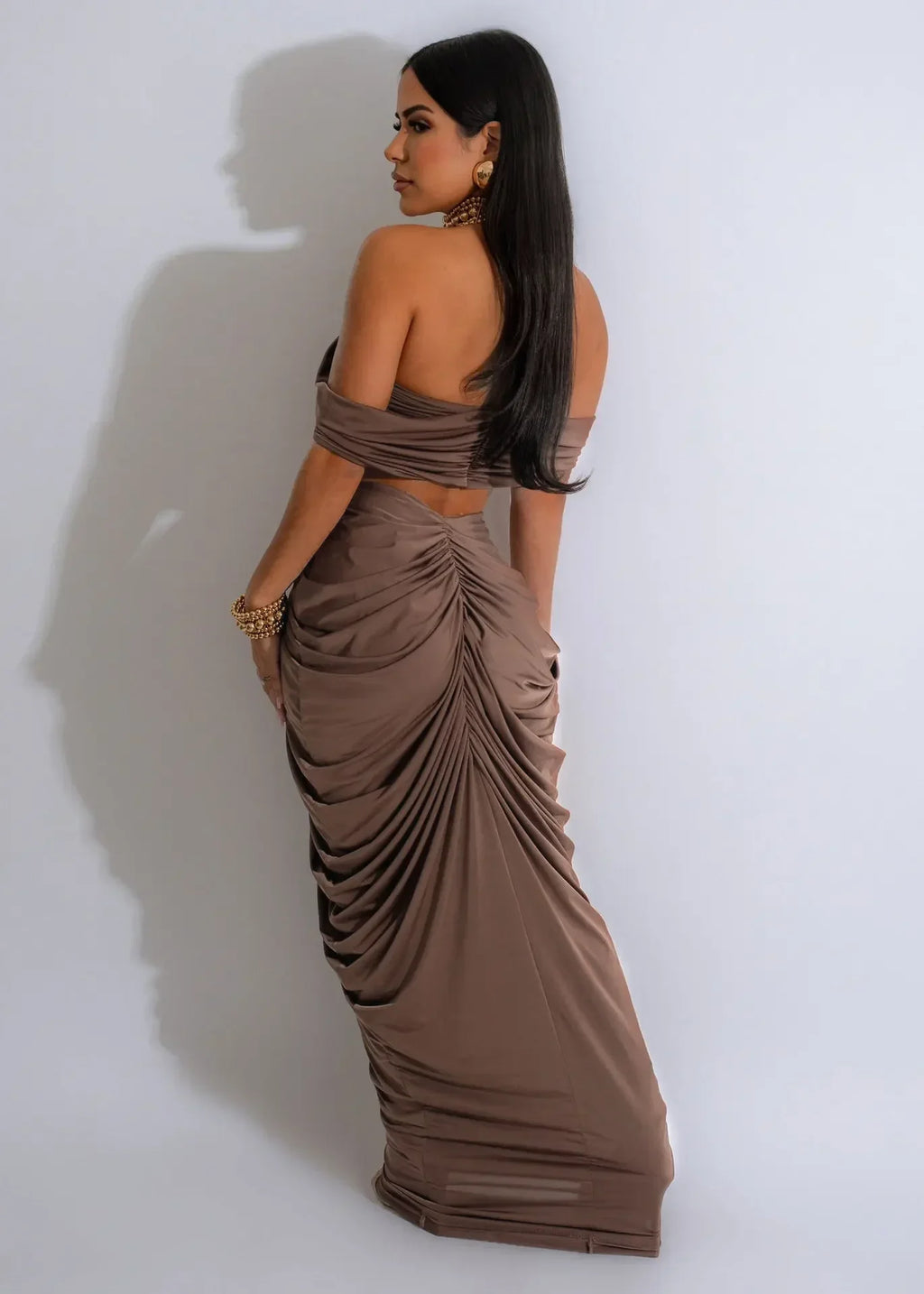 Red Cut-Out Two-Piece Maxi Dress