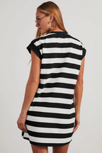 LuckeLadybug LLC striped dress from t-shirt with short sleeves for casual wear