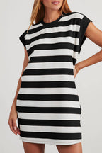 Black and white striped dress from t-shirt design by LuckeLadybug LLC for casual wear