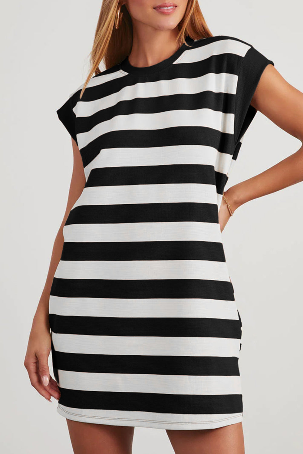 Black and white striped dress from t-shirt design by LuckeLadybug LLC for casual wear