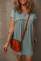 Casual blue dress from t-shirt with ruffle details, perfect for summer outings