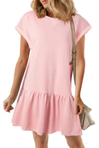 LuckeLadybug LLC Pink Dress from T-Shirt with Flared Hem and Relaxed Fit for Casual Wear