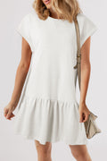 LuckeLadybug LLC Soft White Dress from T-Shirt with Flowing Skirt and Comfortable Fit
