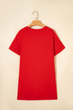 Bright red t-shirt from LuckeLadybug LLC, a casual alternative to a dress mini dress