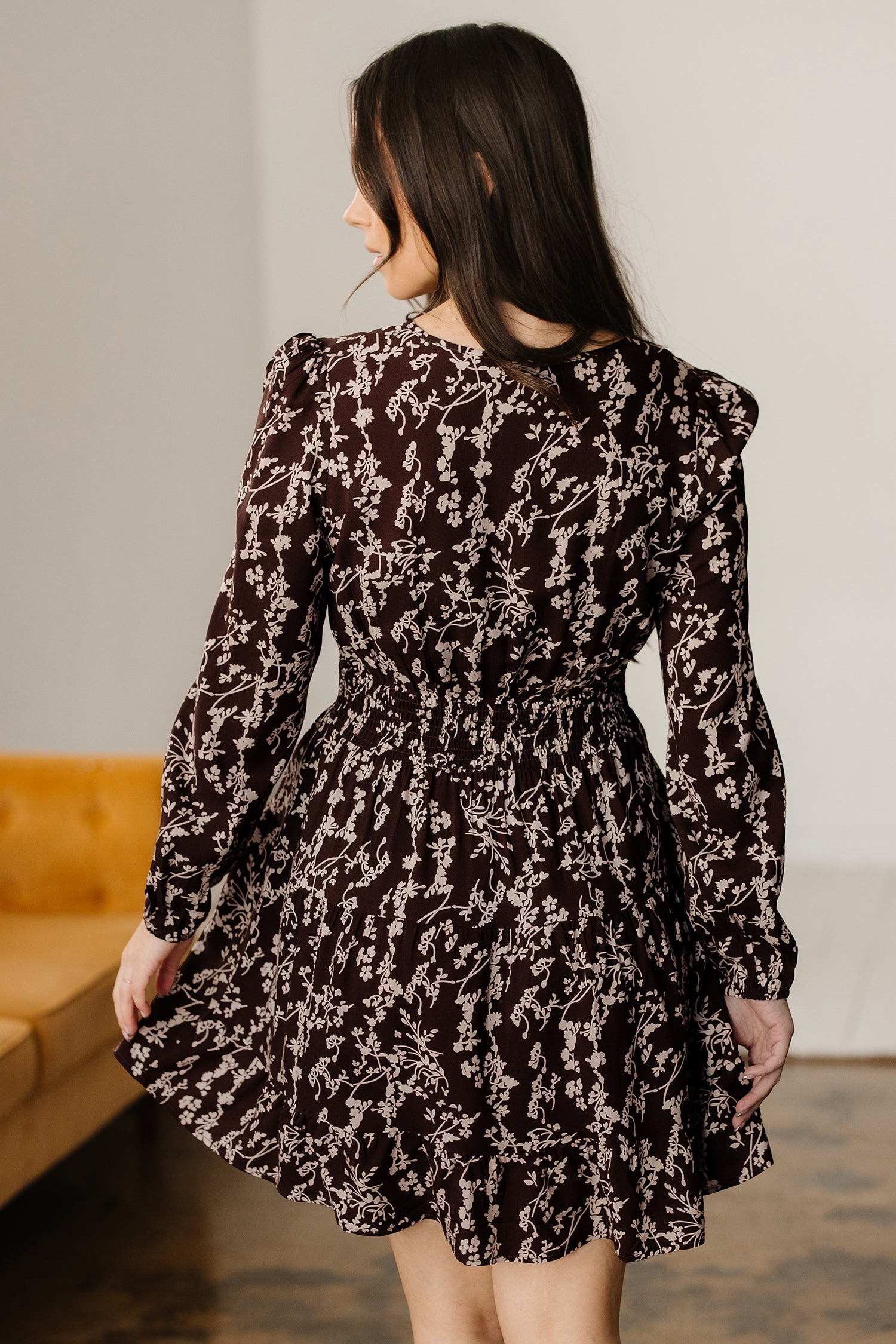 LuckeLadybug LLC Fit & Flare Mini Dress with Floral Print and Long Sleeves for a Stylish Look