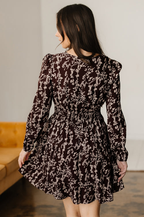 LuckeLadybug LLC Fit & Flare Mini Dress with Floral Print and Long Sleeves for a Stylish Look