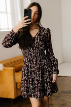 LuckeLadybug LLC Floral Fit & Flare Mini Dress with Long Sleeves for Stylish Occasions