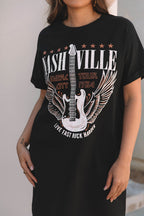 LuckeLadybug LLC Black T-Shirt with Nashville Graphic; a stylish alternative to a dress mini dress