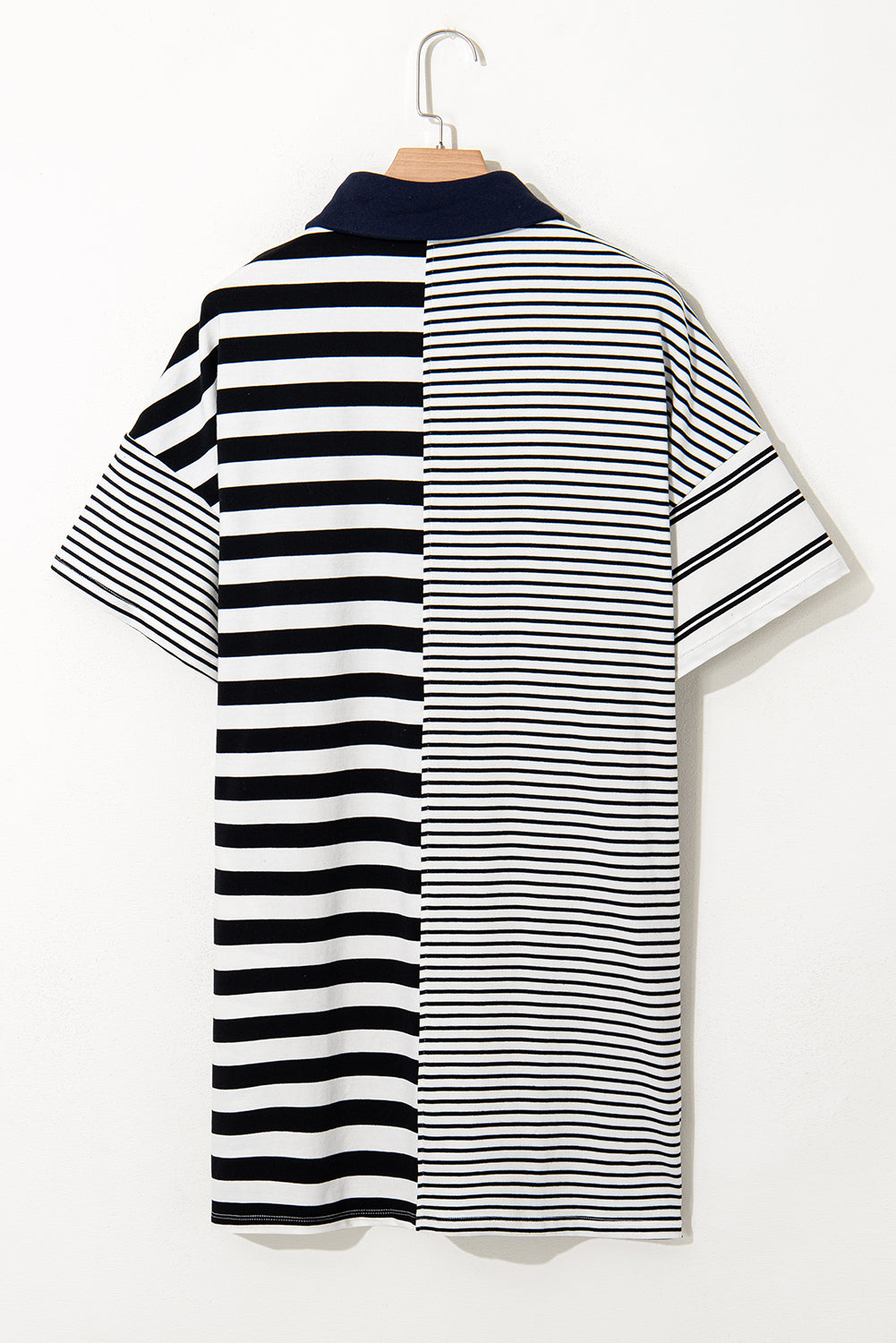 LuckeLadybug LLC Men's Dress Shirt for Men with Stylish Horizontal Stripes in Black and White