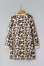 LuckeLadybug LLC dress with leopard print featuring a soft fabric and long sleeves