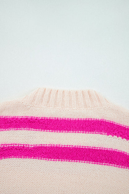 Sequin Letter Graphic Sweater In Stripes