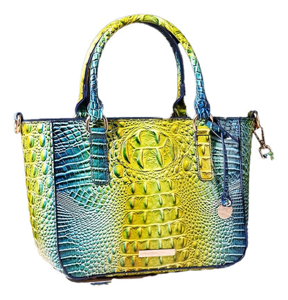 Crocodile Pattern Satchel Handbag Pink