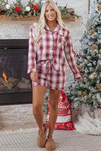 Red Plaid Lounge Set For Women