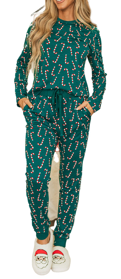 Green Christmas Lounge Set With Candy Canes