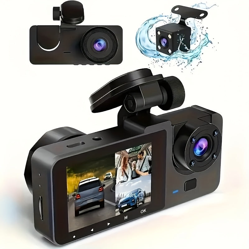 Triple Lens Car Dash Cam With Night Vision