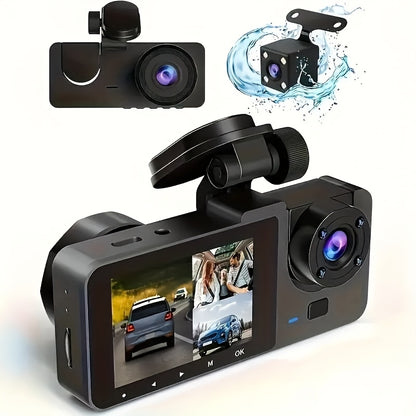 Triple Lens Car Dash Cam With Night Vision