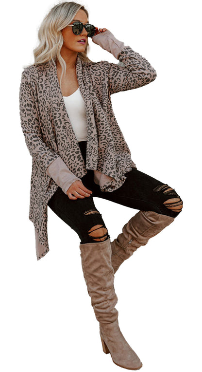 Leopard Open Front Cardigan For Trendy Style