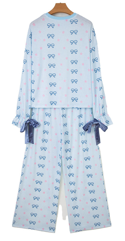 Sky Blue Stripe Lounge Set For Comfort