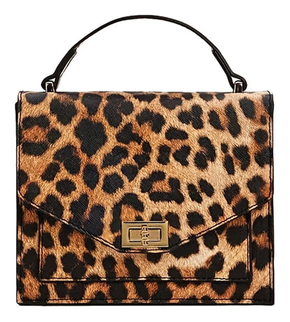 Leopard Print Vintage Clutch Handbag Side View
