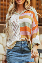 Beige Oversized Colorblock Sweater