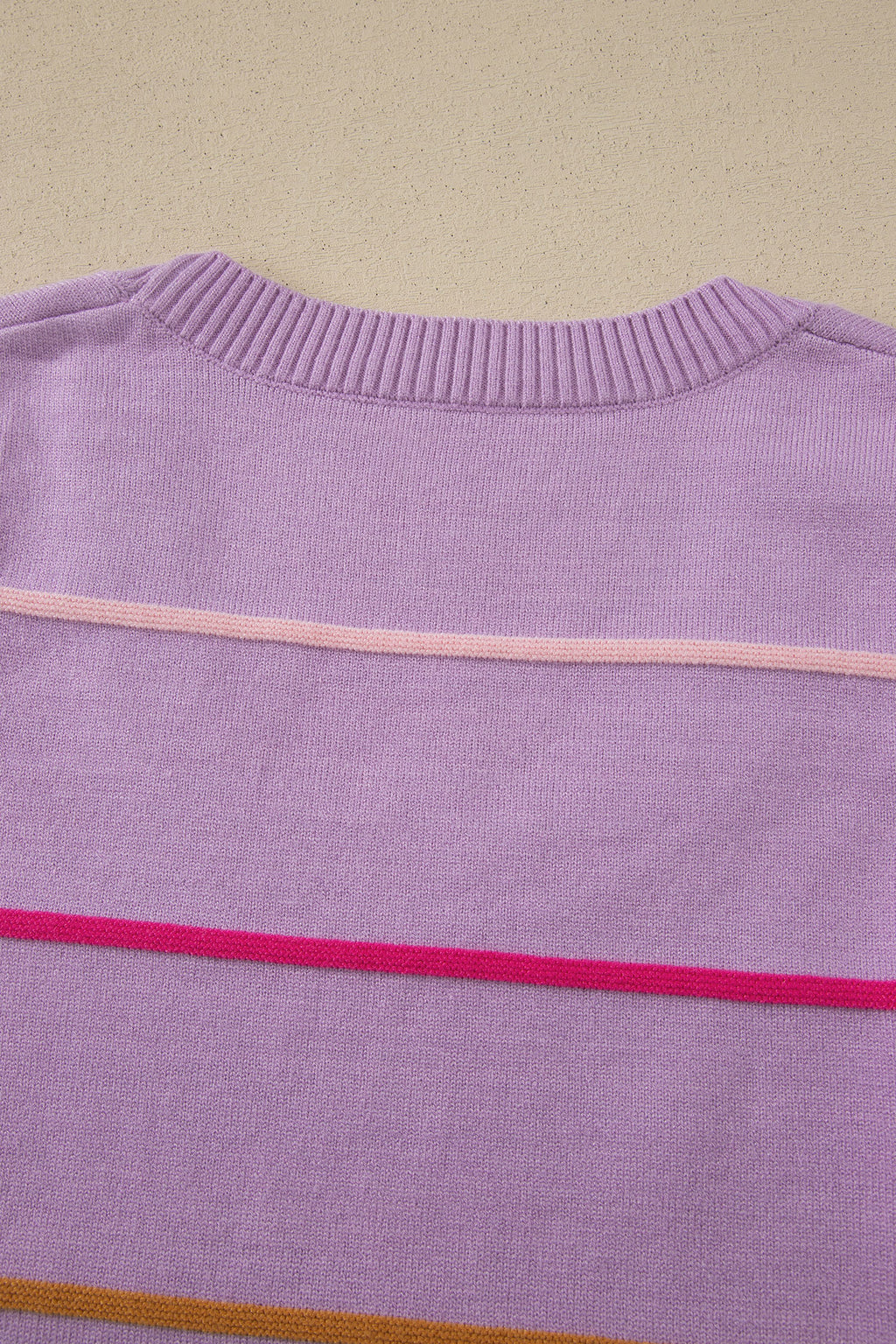White Stripe Round Neck Knitted Sweater Tank