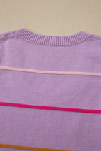 White Stripe Round Neck Knitted Sweater Tank