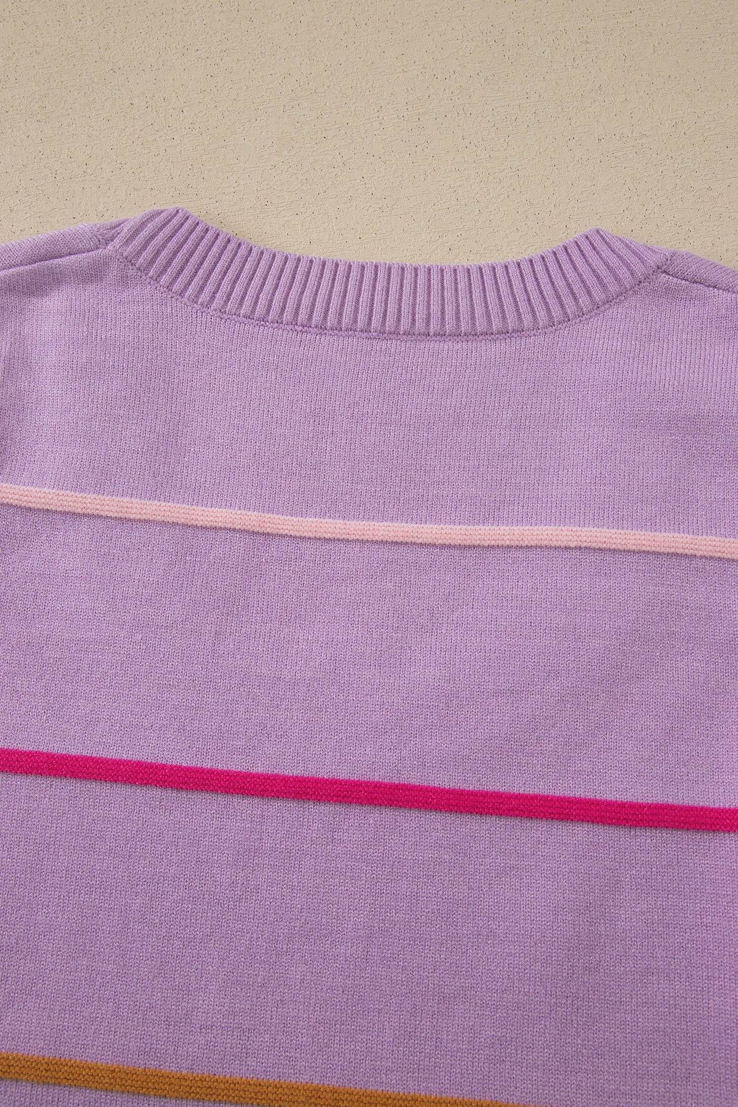 White Stripe Round Neck Knitted Sweater Tank