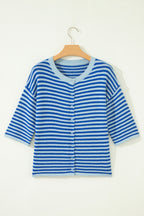 Cable Knit Cardigan Men in Striped Design