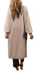 Beige Open Front Knitted Cardigan