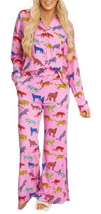 Pink Cheetah Print Pajama Set For Comfort