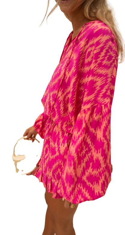 Rose Western Aztec Print Pajama Set