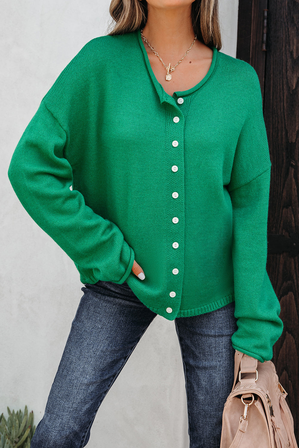 Bright Green Knit Cardigan For Trendy Styles