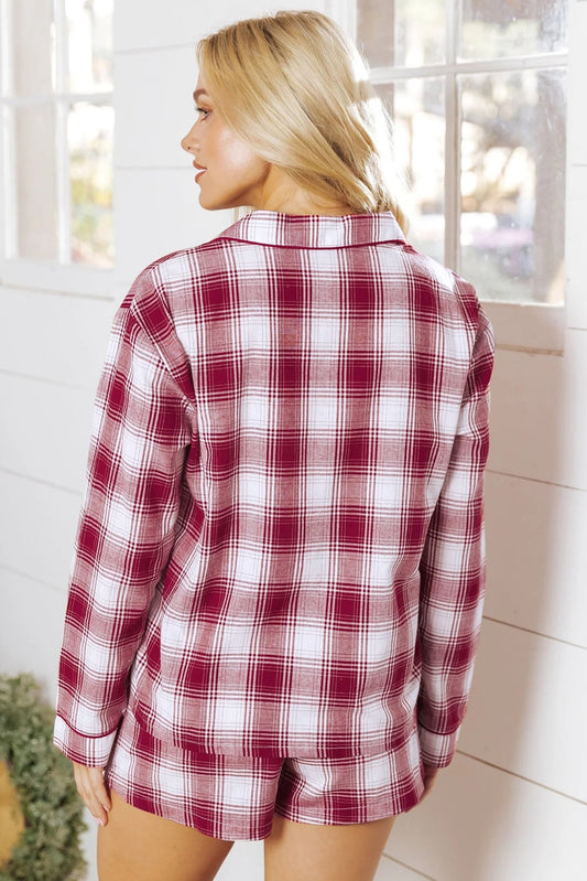 Red Plaid Lounge Set For Women