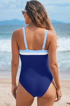 LuckeLadybug LLC one piece swimsuit bathing suits featuring a stylish blue design perfect for beach days