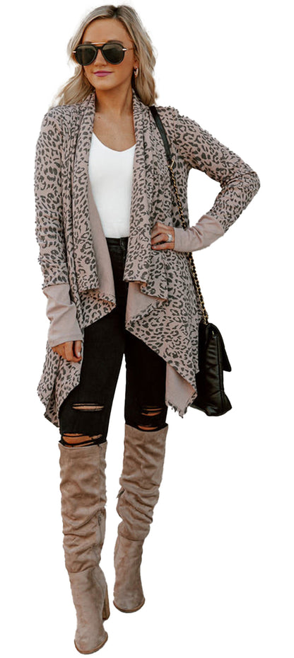 Leopard Open Front Cardigan For Trendy Style