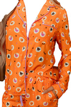 Orange Halloween Pajama Set For Women