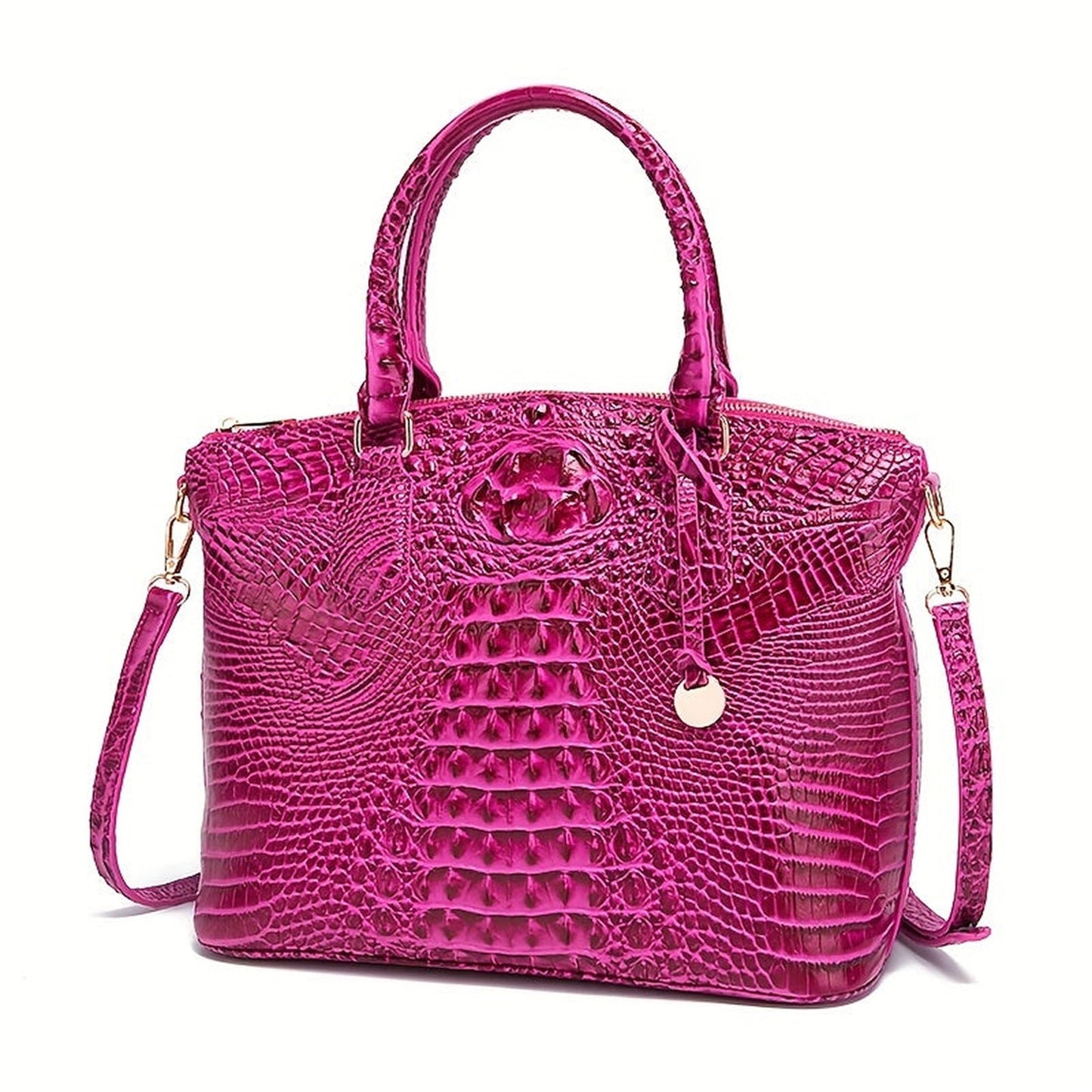 Crocodile Embossed Womens Handbag Chic Satchel