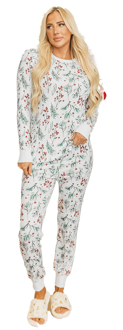 White Holly Print Lounge Set For Comfort
