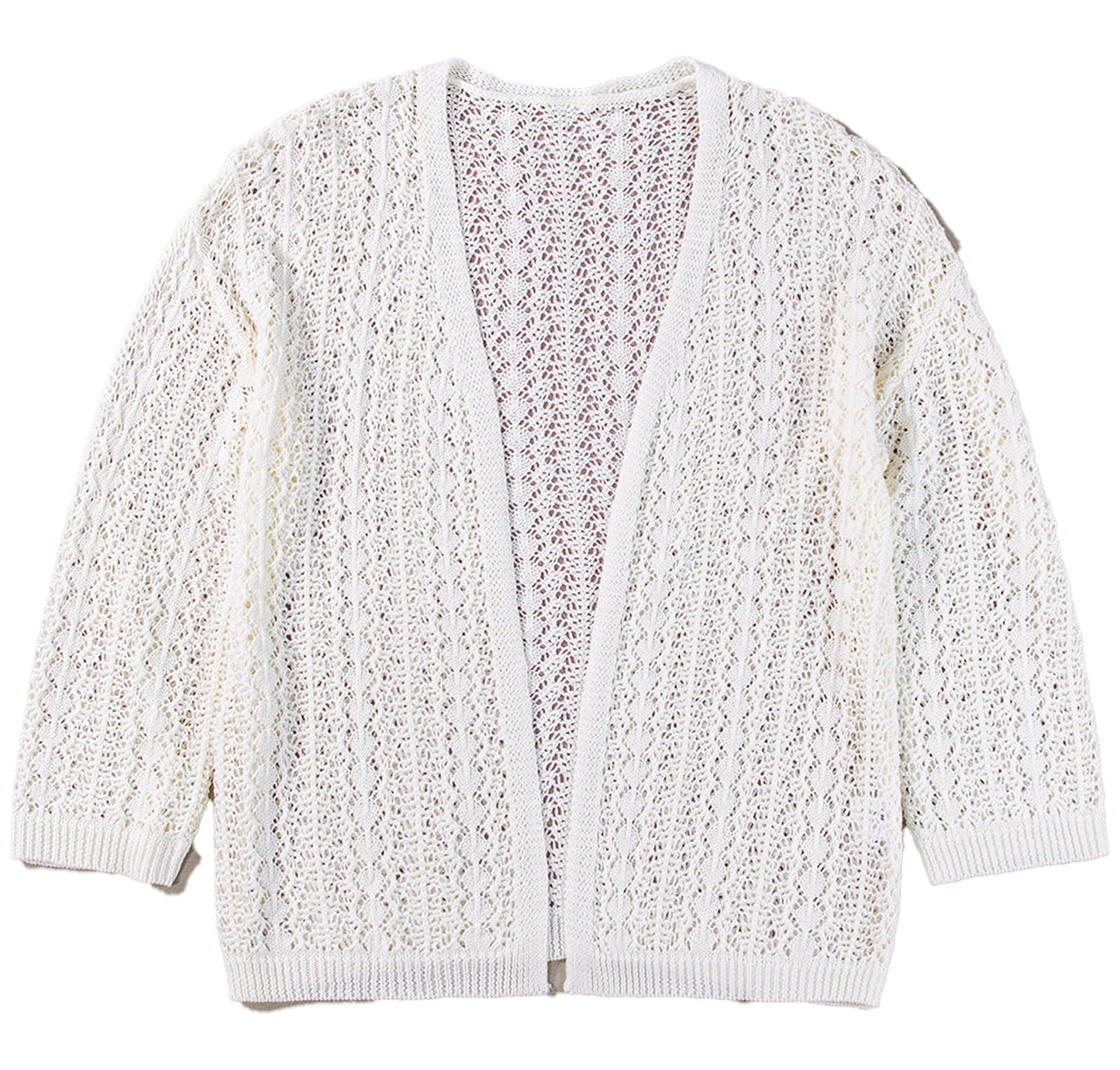 White Knit Hollow Out Cardigan For Trendy Style