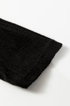 Black Ribbed Open Front Cardigan
