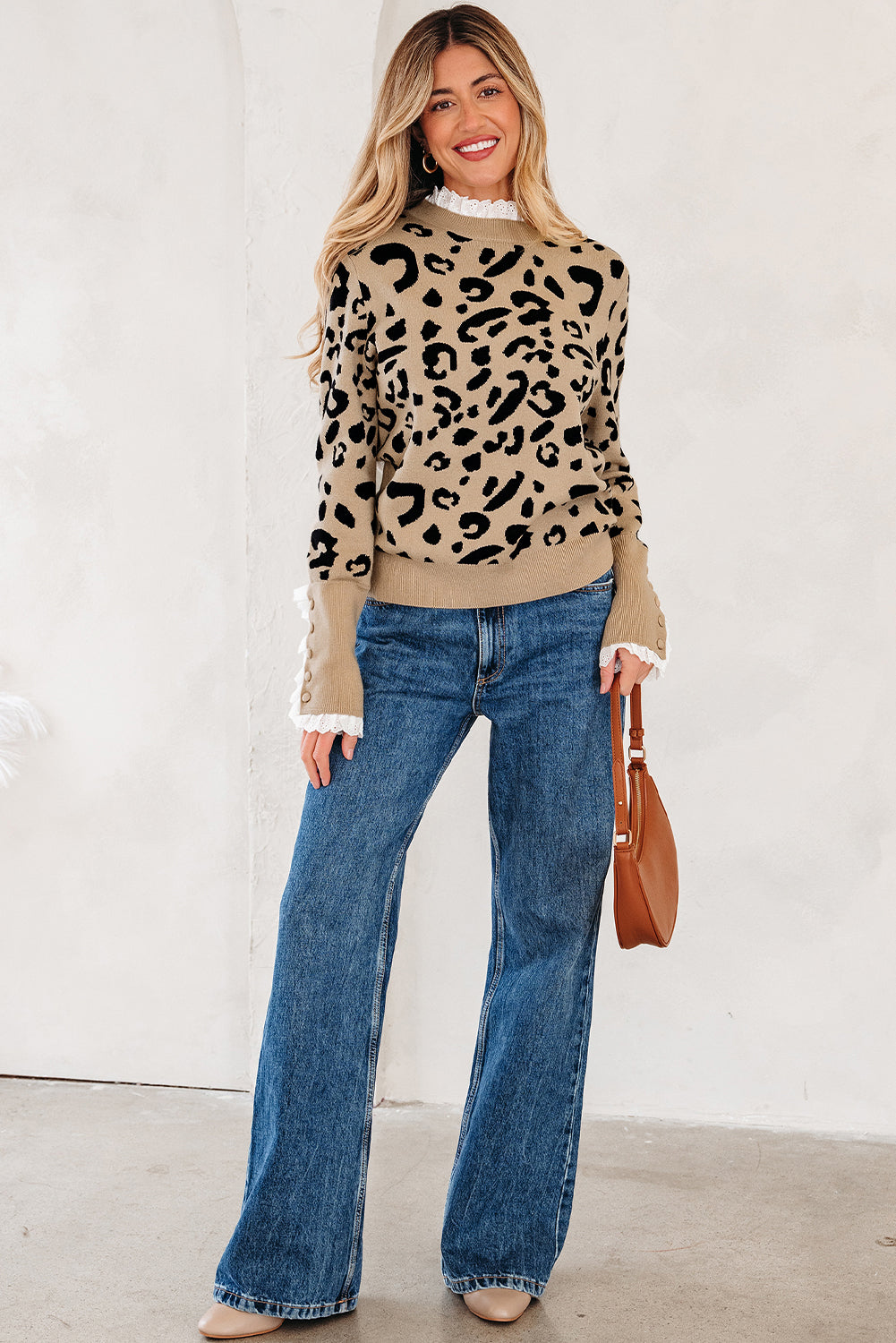 Brown Leopard Print Sweater For Style