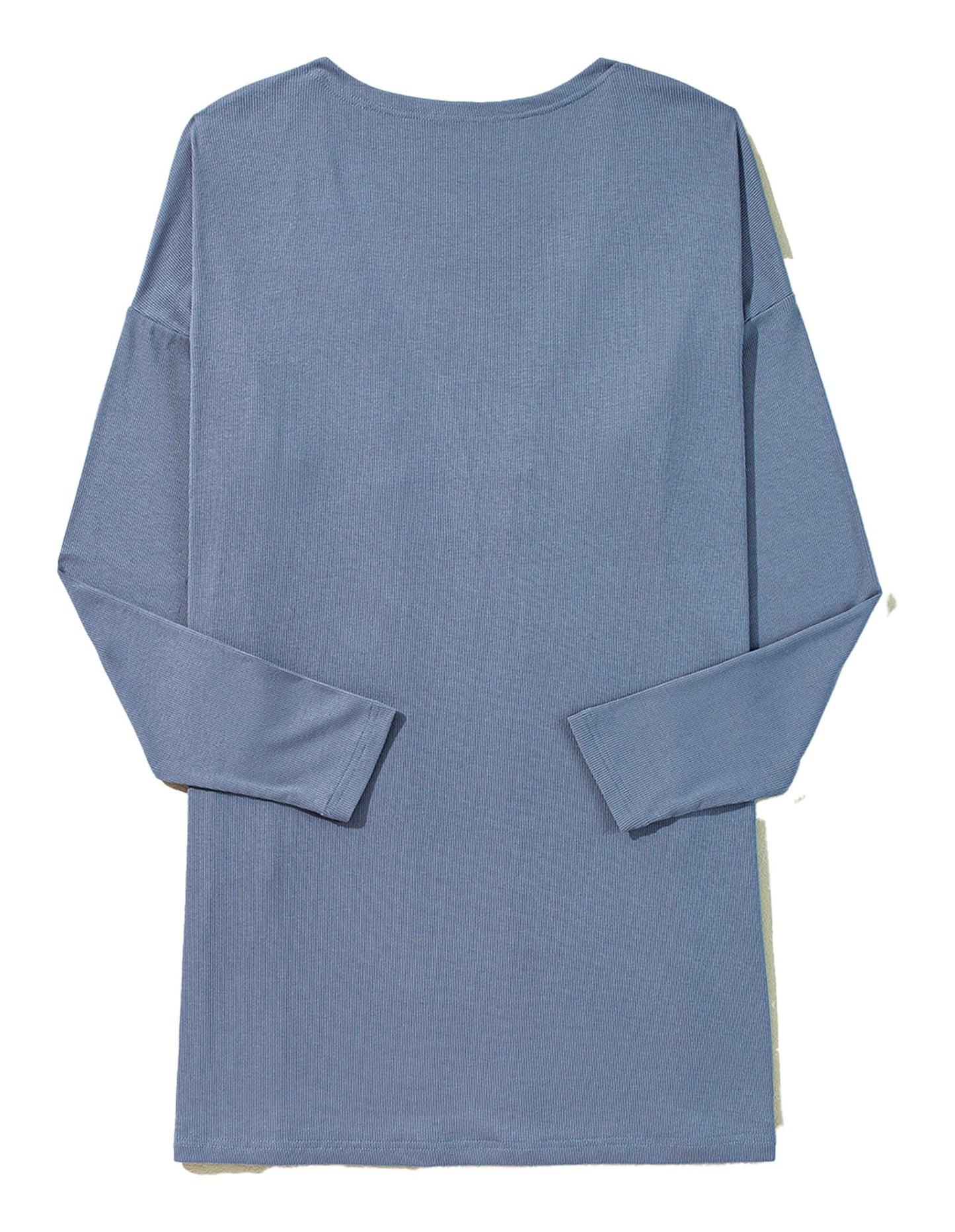 Blue Rib Knit Open Front Cardigan