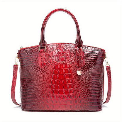 Crocodile Embossed Womens Handbag Chic Satchel