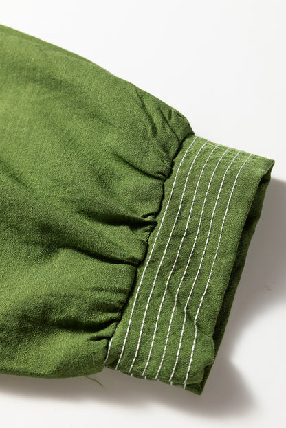 Jungle Green Mini Dress, Flowy Tiered V-Neck